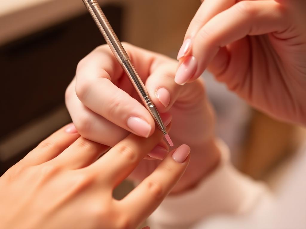Gel infill refill treatment by nail technician in Fgura Malta